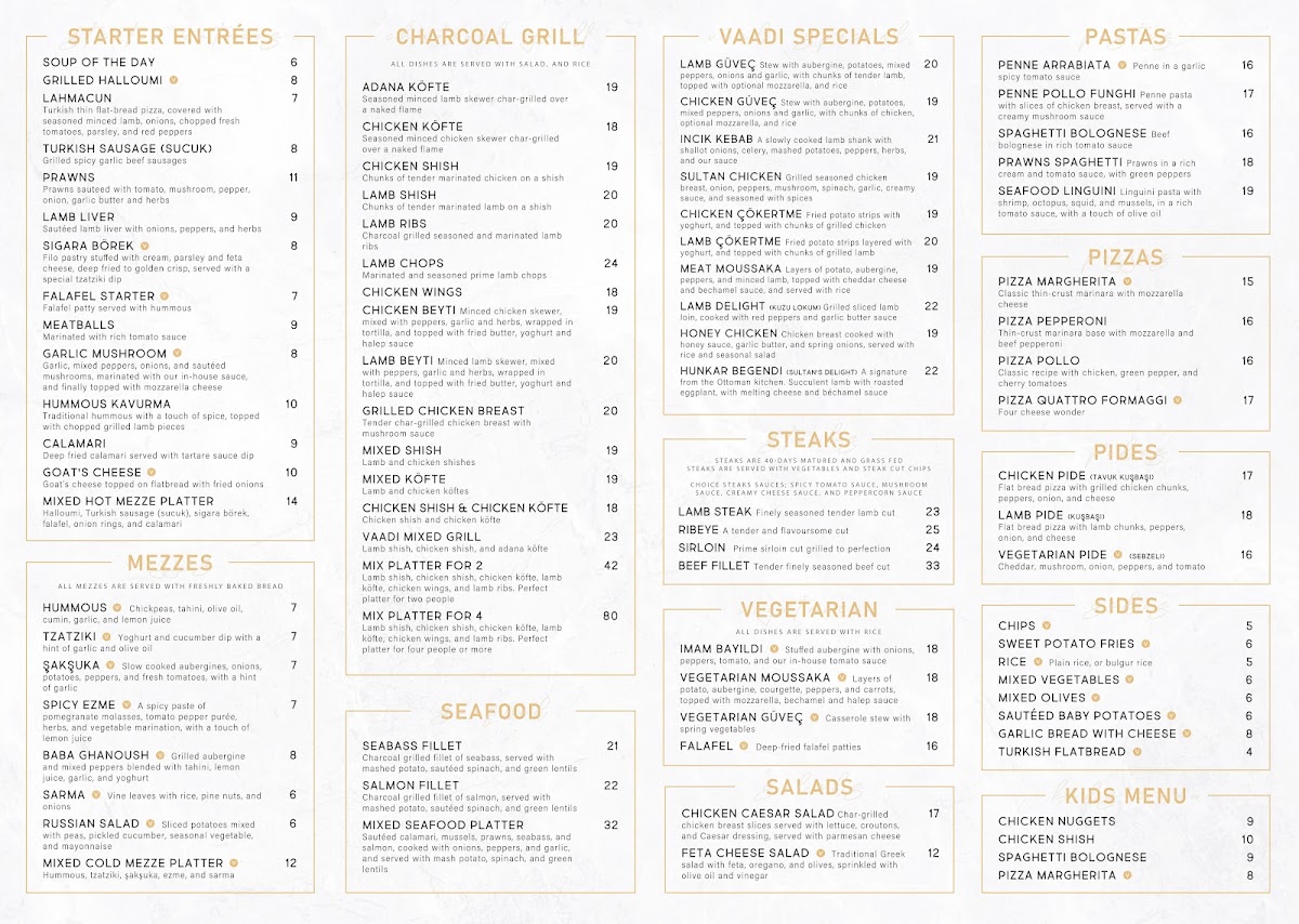 Menu - Vaadi Mediterranean Restaurant photo 1
